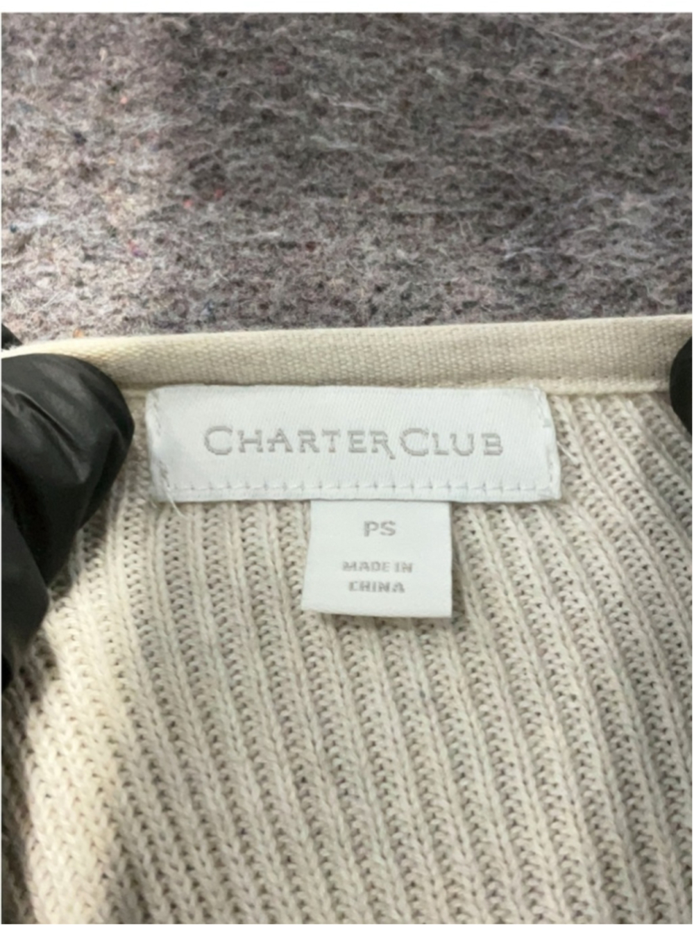Charter Club Cream Quilted Zip-Front Knit Bomber Jacket - Picture 6 of 7